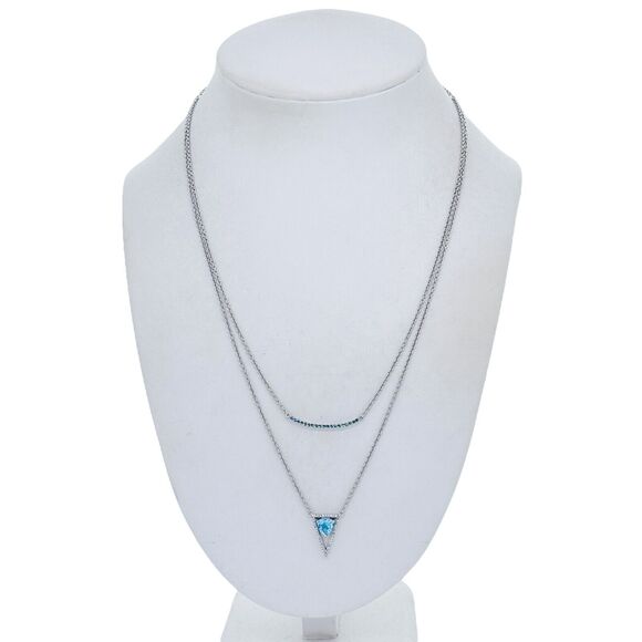 Vintage India JWBR Sterling Silver Topaz Spinel Cubic Zirconia Necklace 17.5" - Picture 1 of 6